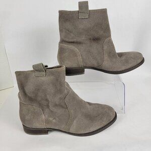 Sole Society Natasha Womens 9 Slouchy Pull On Ankle Booties Grey Tan Leather